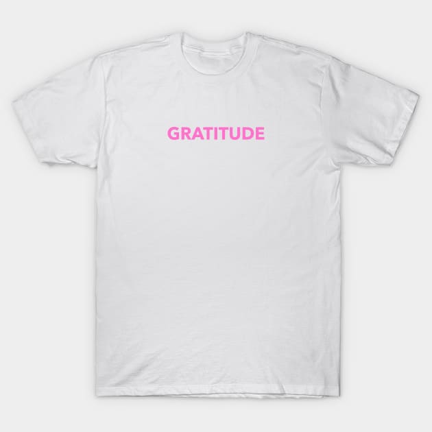 Gratitude Pink Typography T-Shirt by OptiVibe Wear